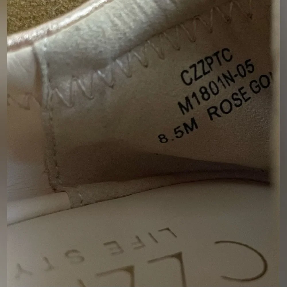 CZZPRC Lambskin Leather Ballet Flats Rose Gold Metallic 8.5
